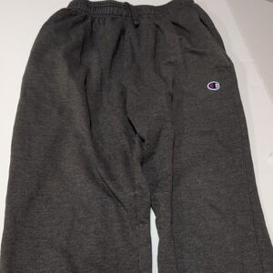 Champion Drawstring Gray Logo Sweats Sweatpants Adult Size S Fleece